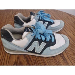 New Balance US574M1 Blue & White Men's Custom Shoes UMAINE Men's Size 10 US